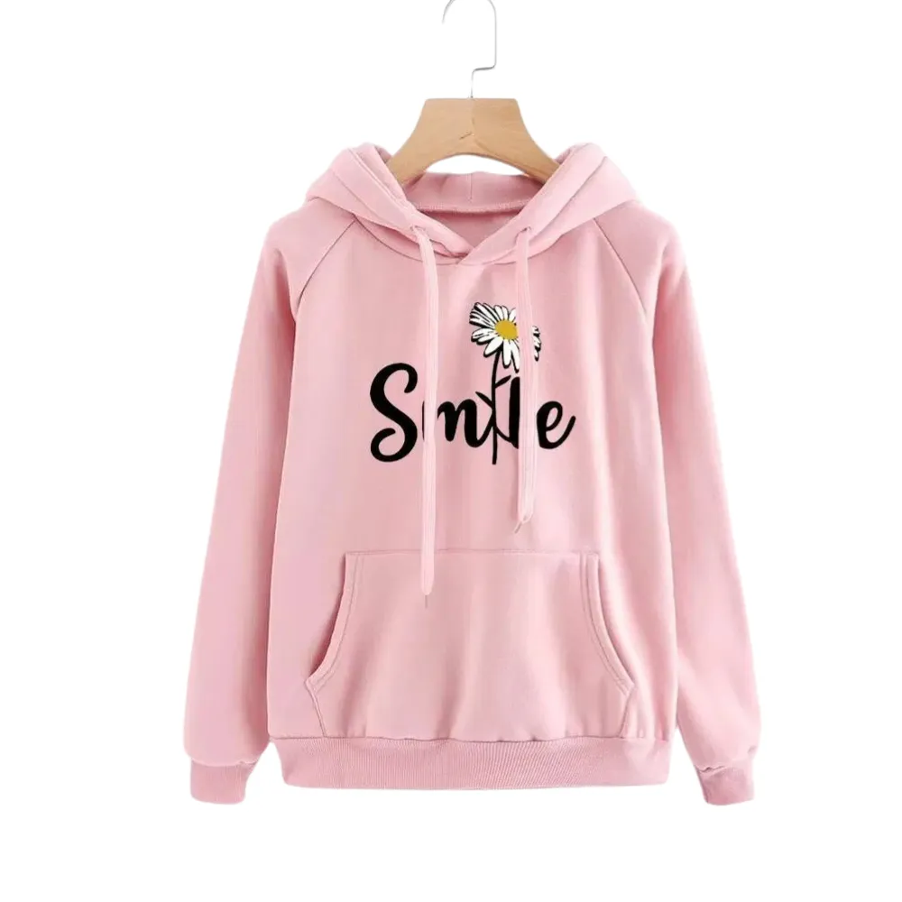 1 Pc Women's Stitched Cotton Printed Hoodie