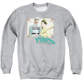 Abbott & Costello Whos On First Mens Crewneck Sweatshirt Athletic Heather