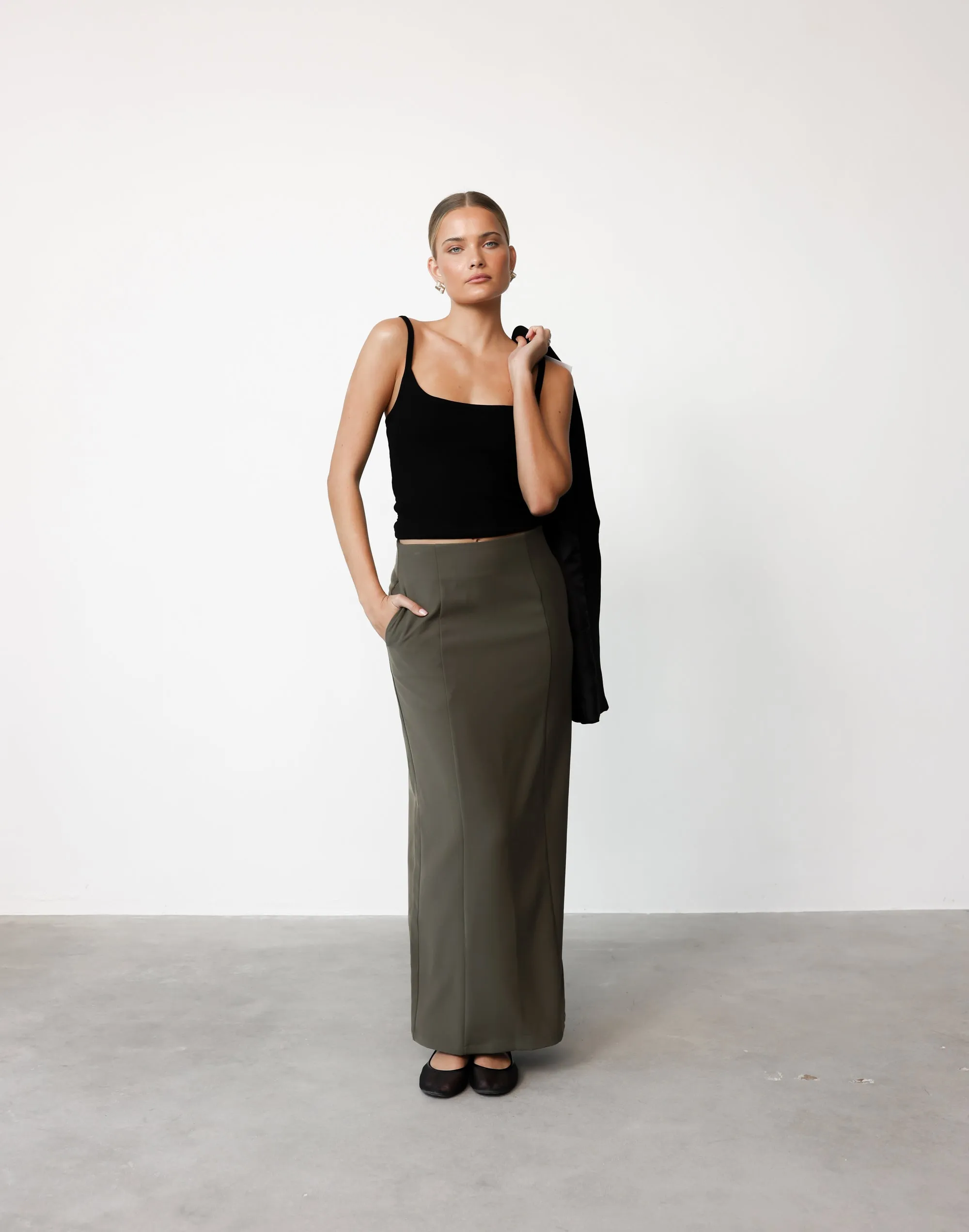 Alexander Maxi Skirt (Olive)