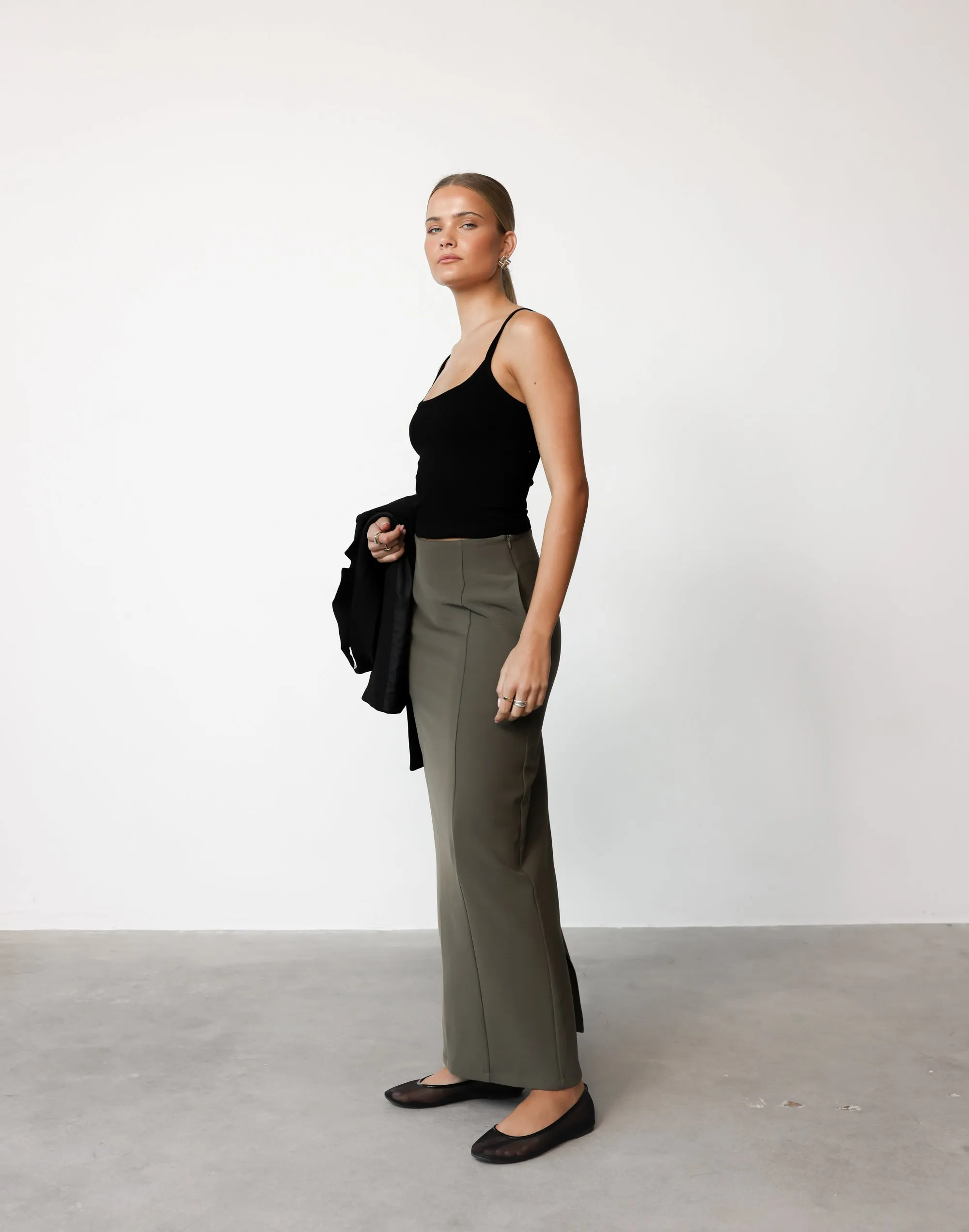 Alexander Maxi Skirt (Olive)