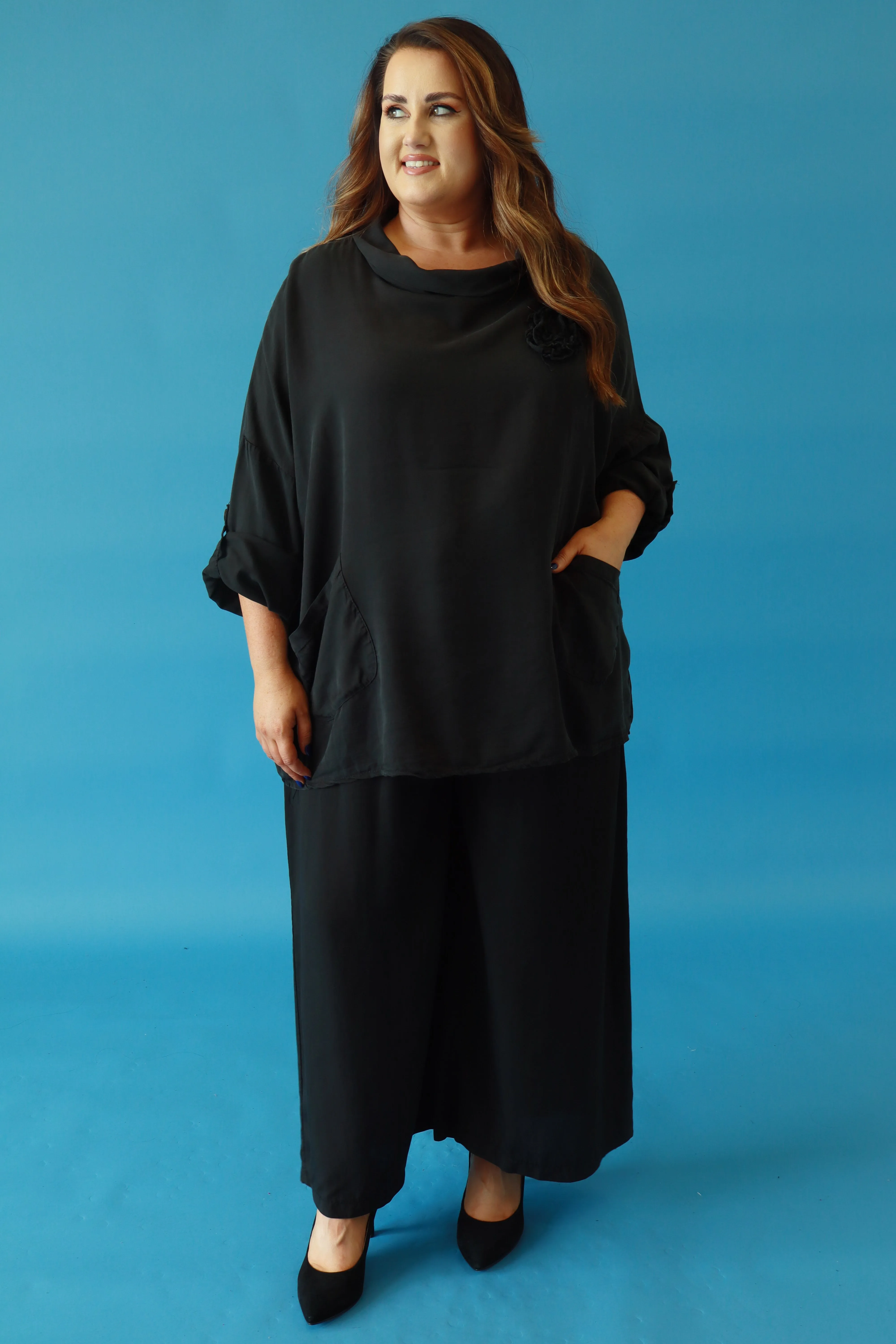 Andrea Tencel Blouse in Black