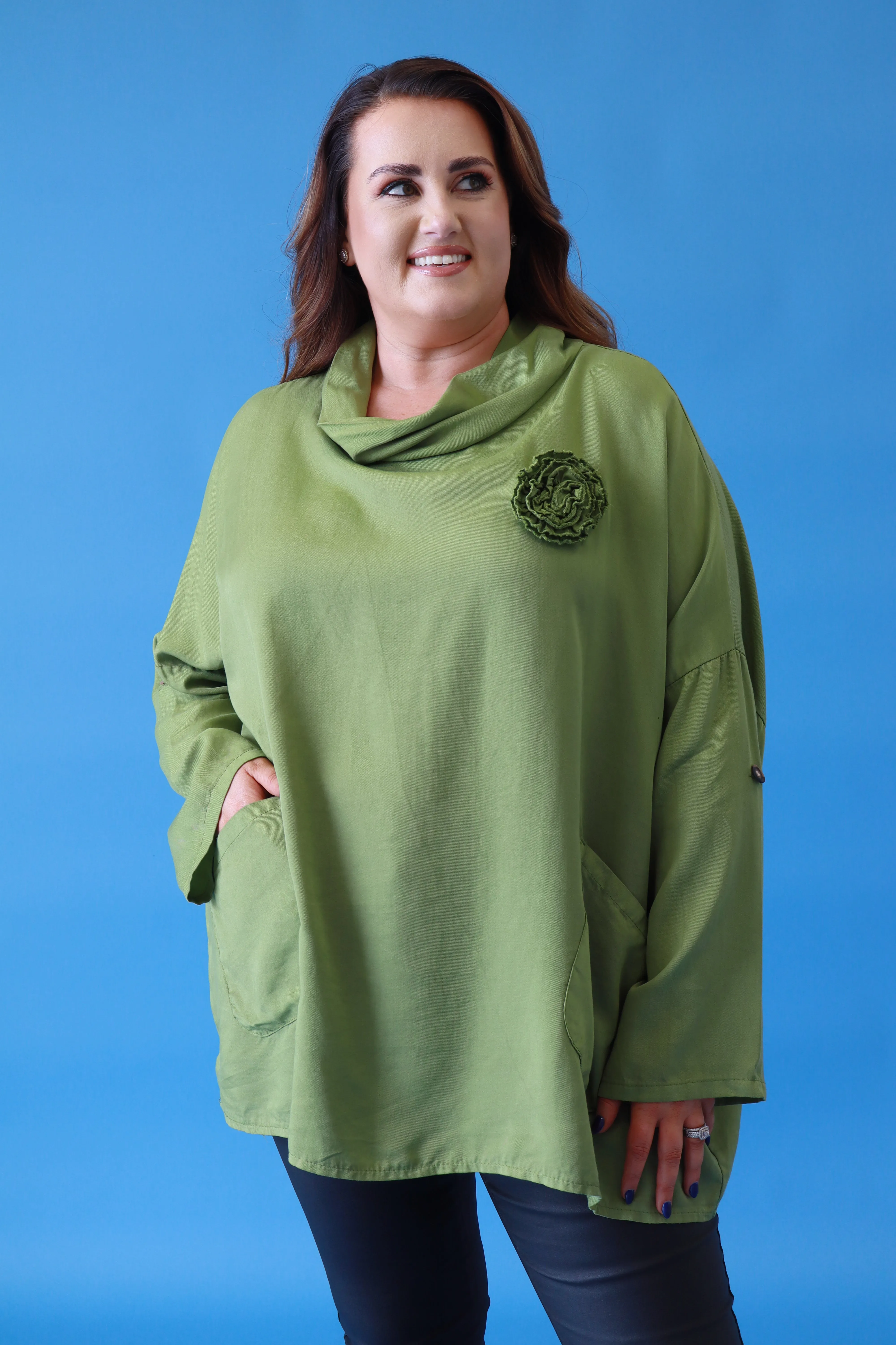 Andrea Tencel Blouse in Green