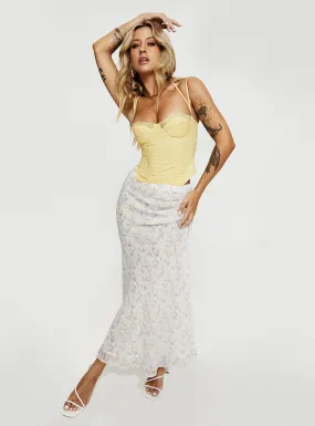 Artois Bias Cut Maxi Skirt Cream Floral