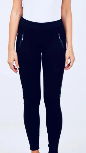 As Seen in Unique’s Video: Navy Stretch Leggings  with Silver Side Zips: Size 8, 10 & 12 Only