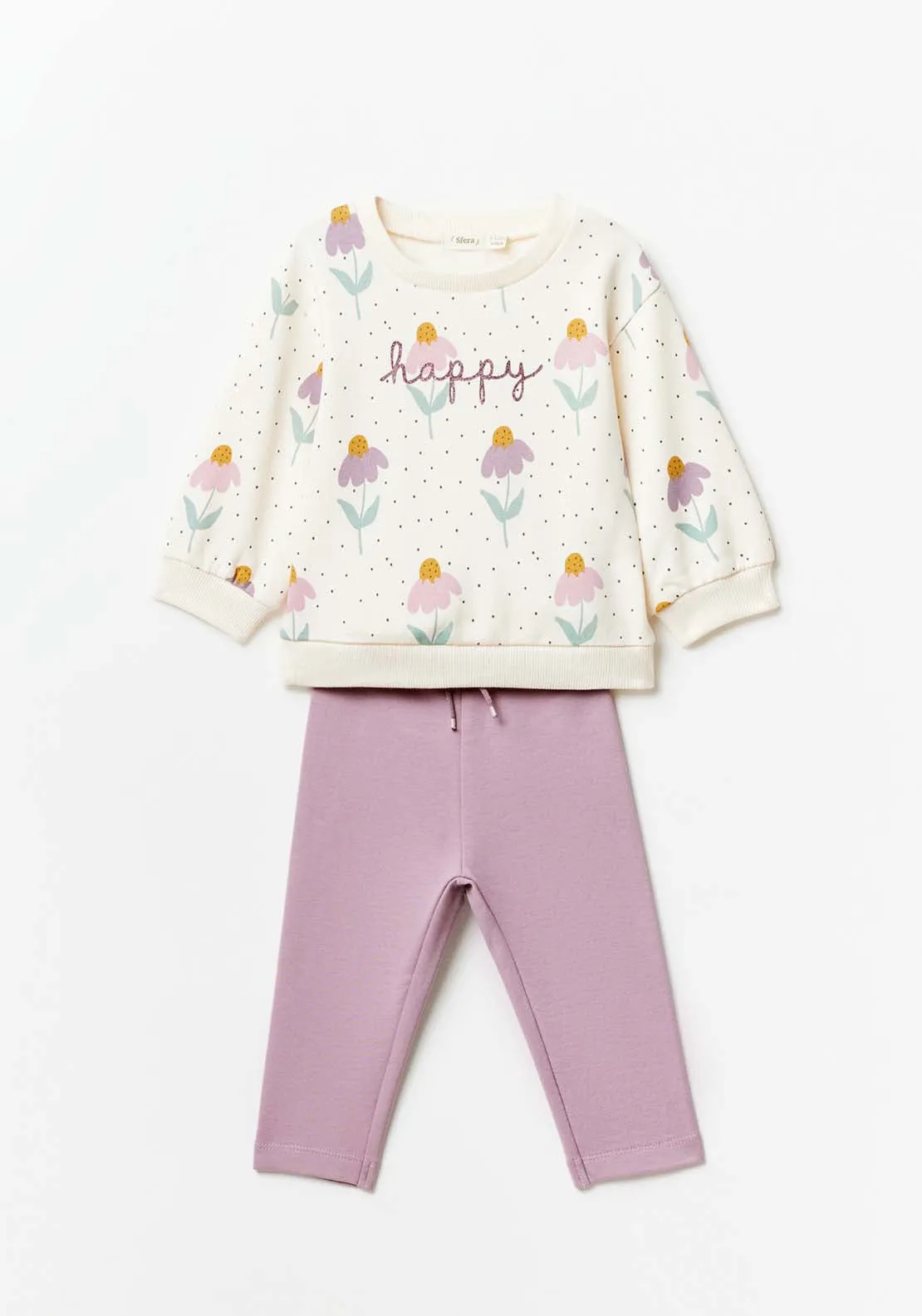 Baby Girl  Flower  Jog Set - Mauve