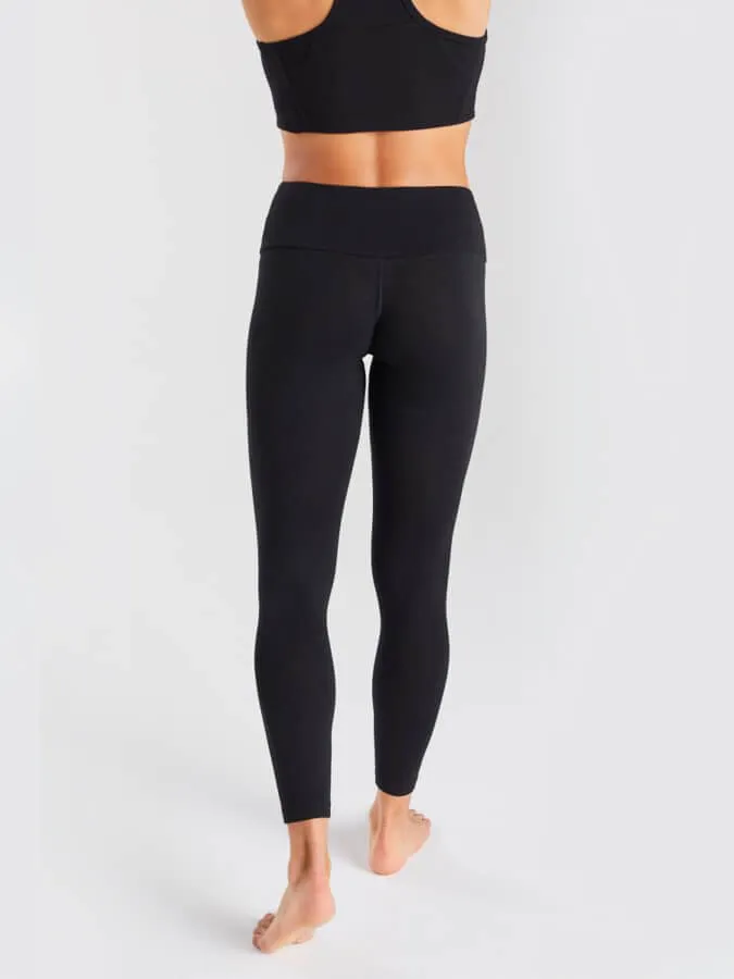 BAM Deep Waistband Bamboo Women's Yoga Leggings - Black