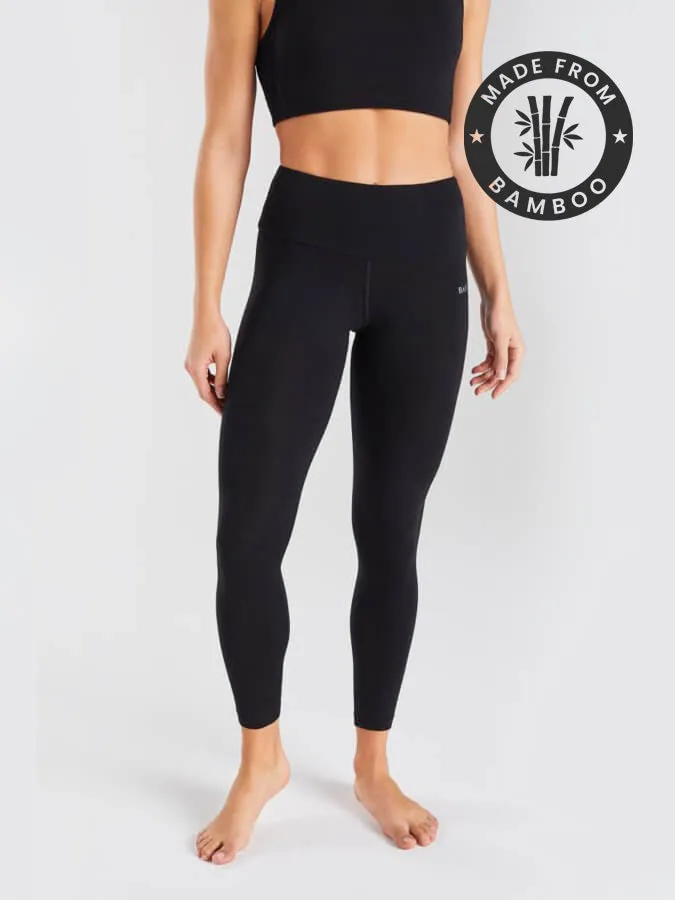 BAM Deep Waistband Bamboo Women's Yoga Leggings - Black