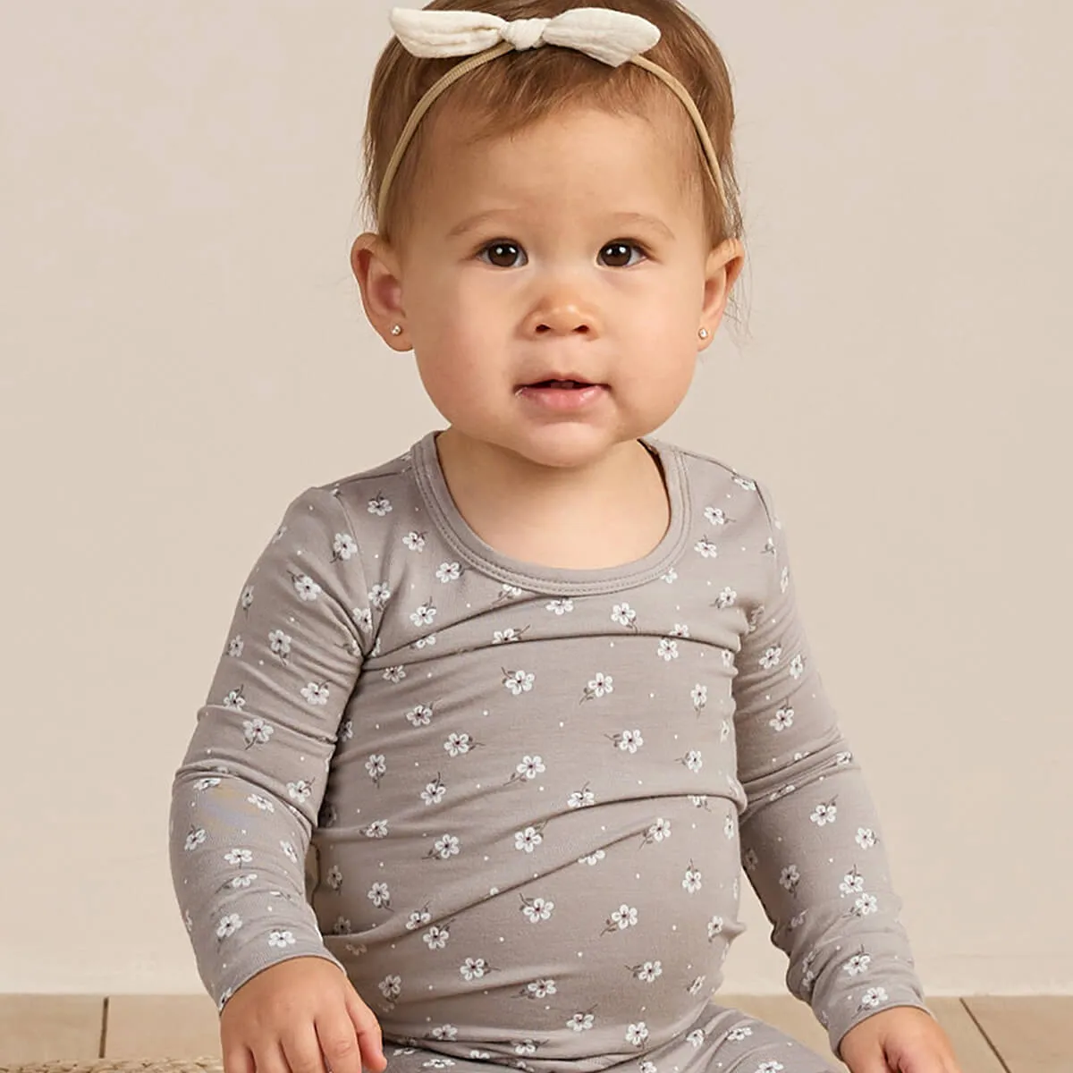 Bamboo Pyjama Set in Blue Ditsy by Quincy Mae