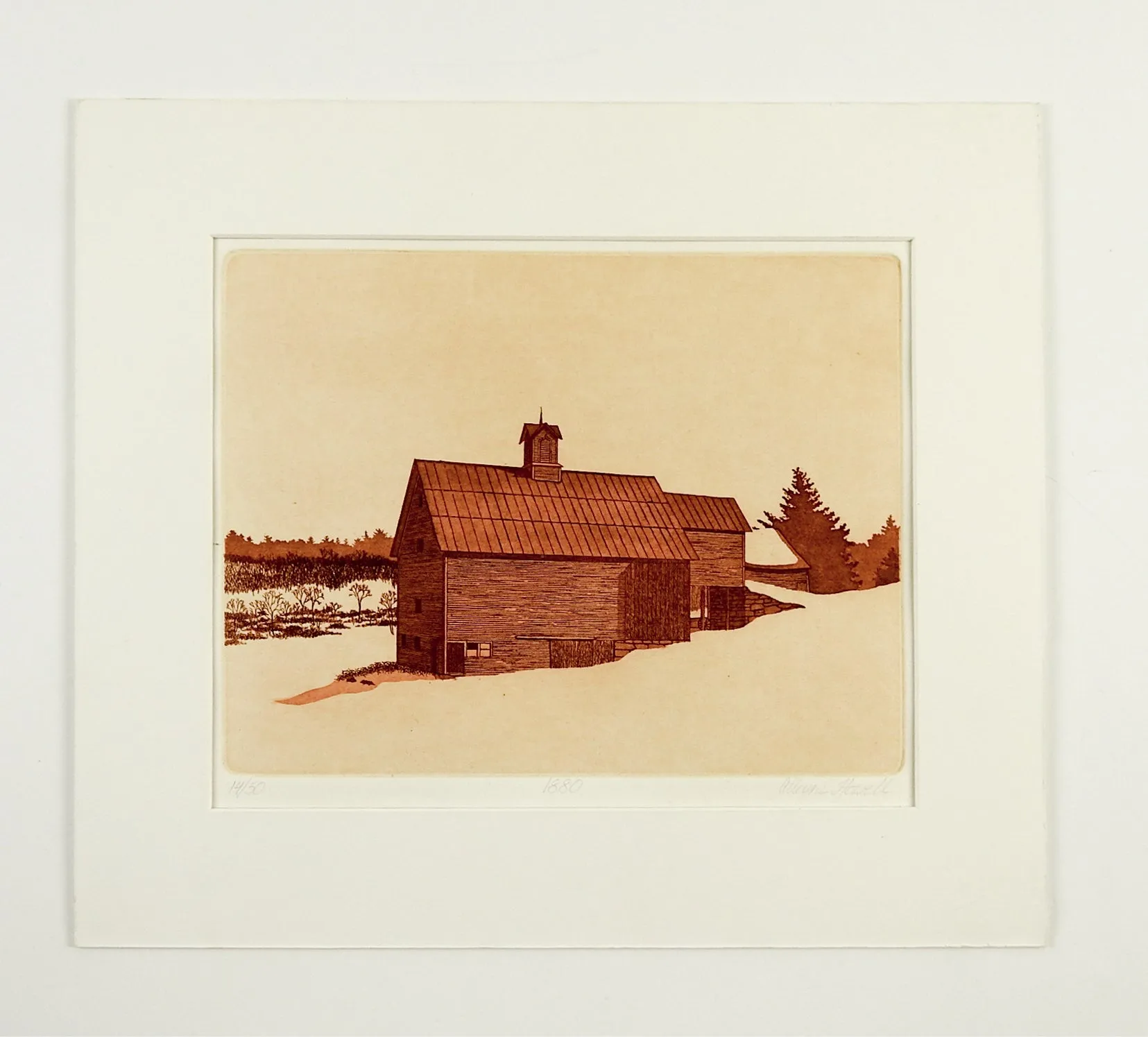 Barn Etching By Alleyne Howell