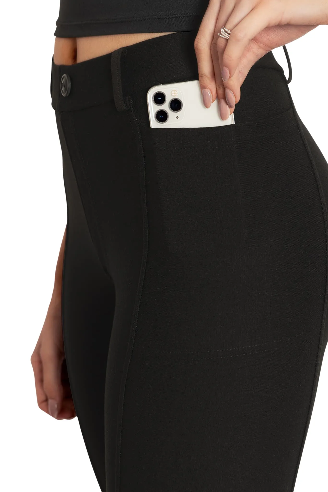 Black Panelled High Waisted Leggings