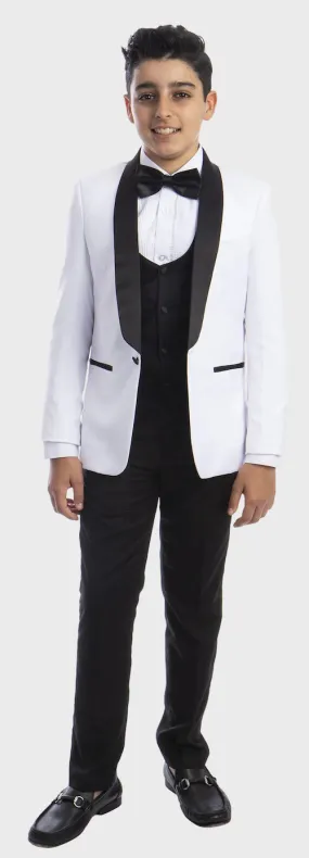 Boys Shawl Collar White Tuxedo