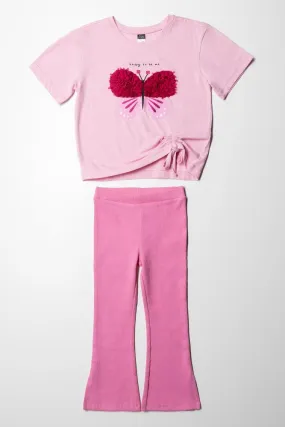 Butterfly T-Shirt & Leggings Set Pink