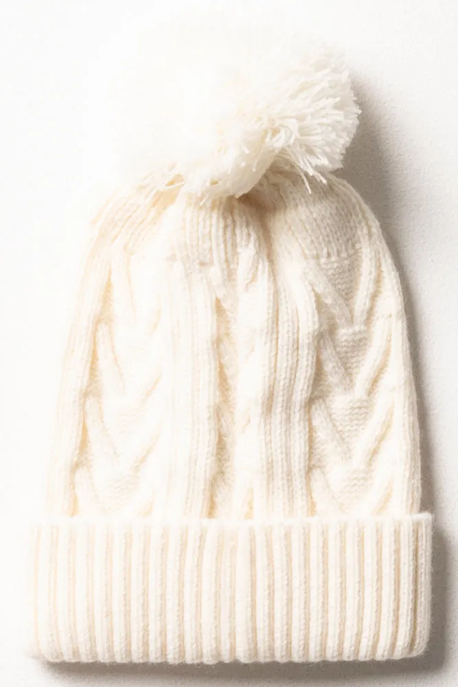 Cable Beanie White