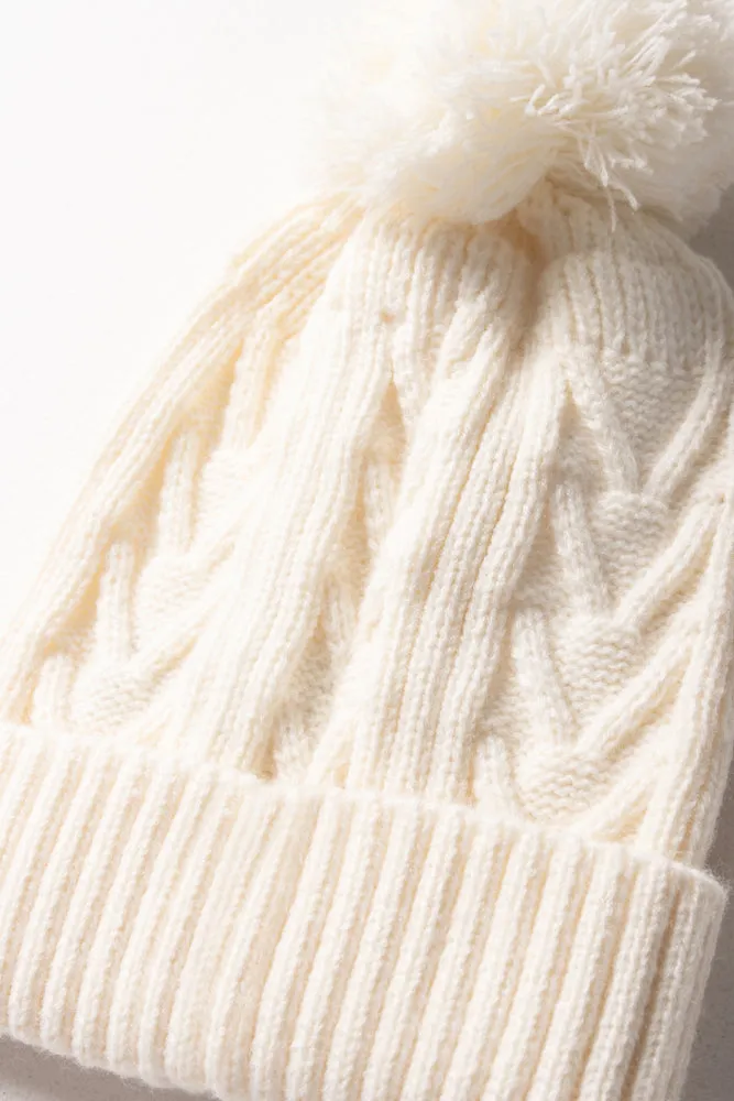 Cable Beanie White