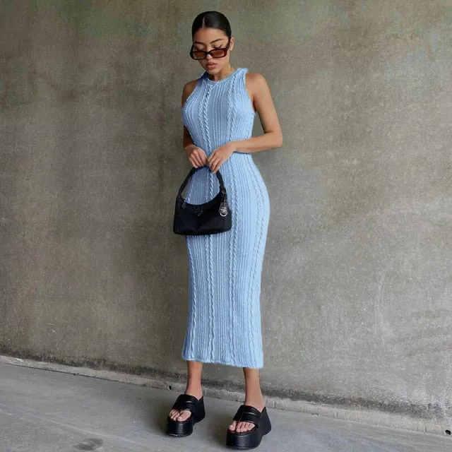 Cable Knit Stylish Tank Maxi Dress