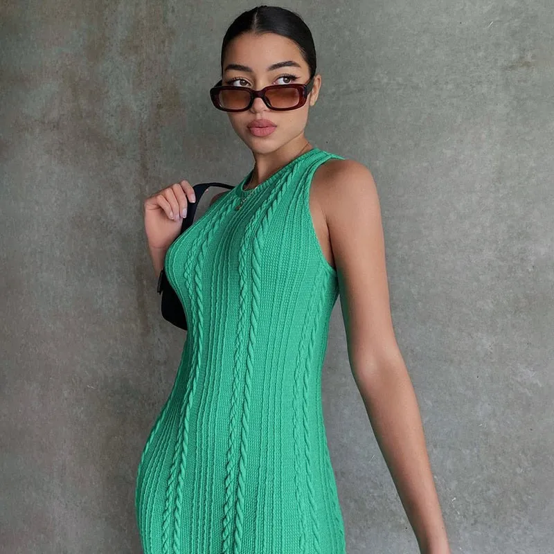 Cable Knit Stylish Tank Maxi Dress