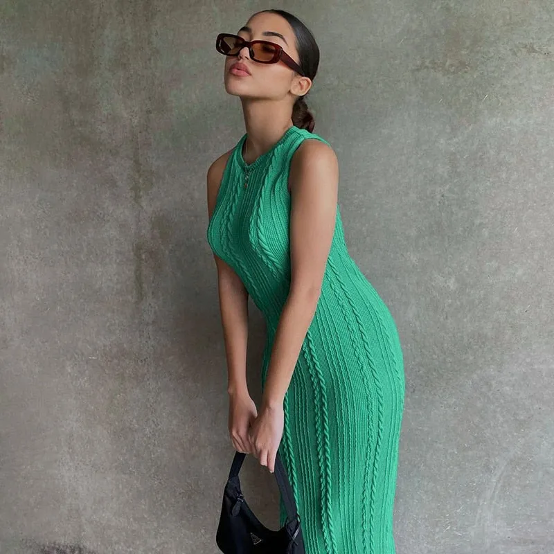 Cable Knit Stylish Tank Maxi Dress