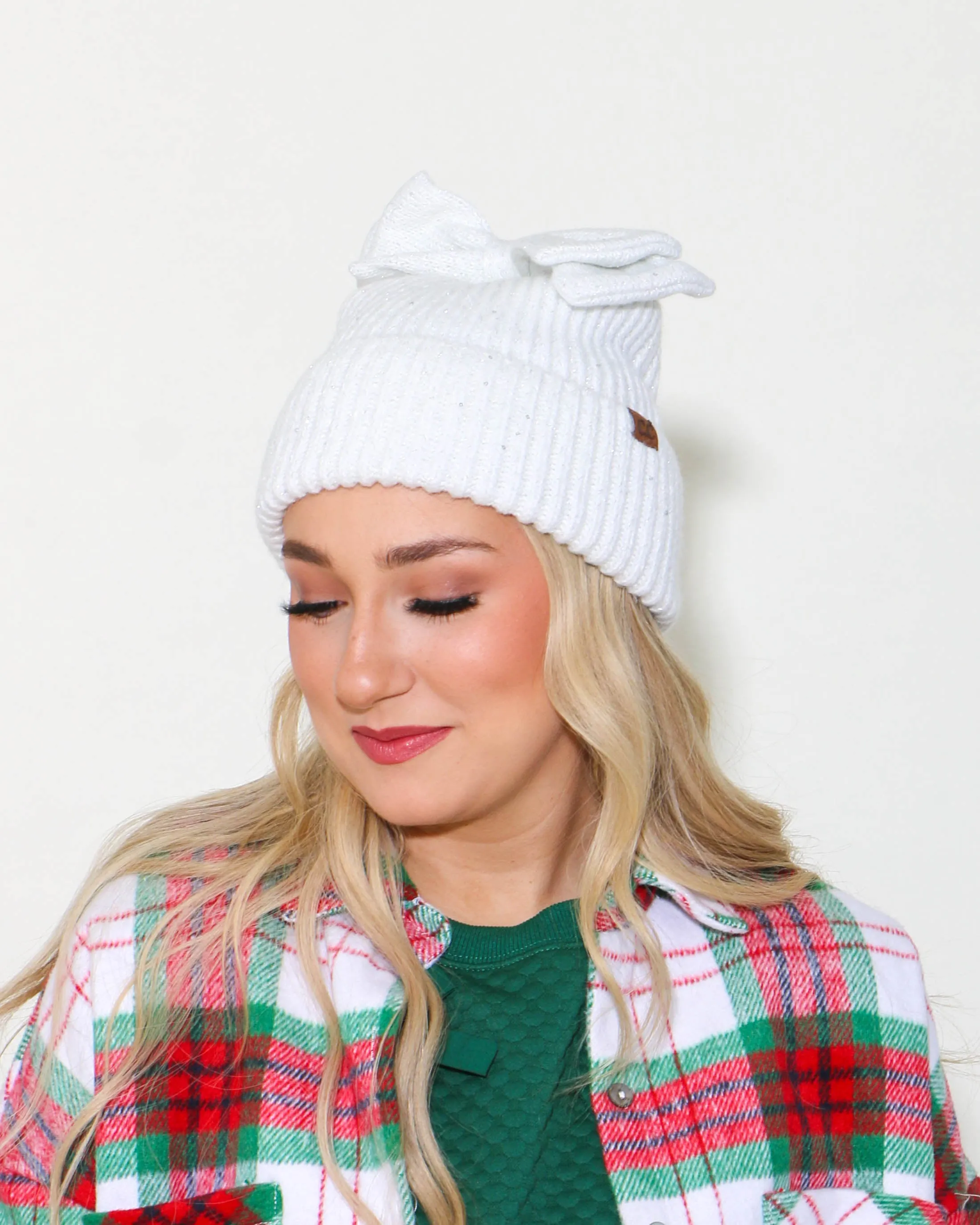 CC Bun Hole Bow Beanie