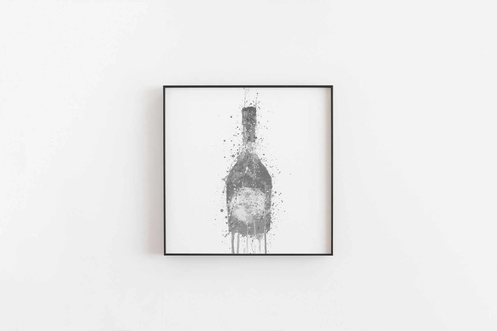 Champagne Bottle Wall Art Print 'Rosy' (Grey Edition)