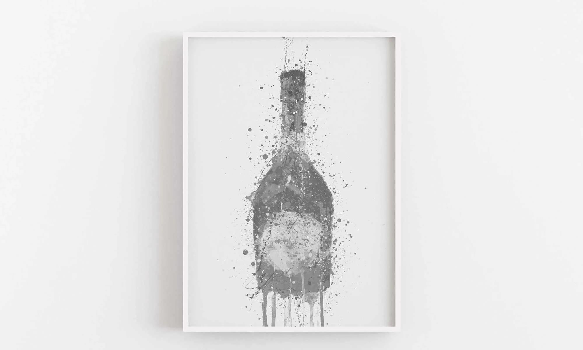 Champagne Bottle Wall Art Print 'Rosy' (Grey Edition)