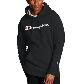 Champion Men's Powerblend Fleece Hoodie Script Logo Black