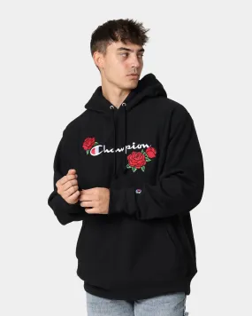 Champion Reverse Weave Roses Embroidery Hoodie Black