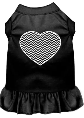 Chevron Heart Screen Print Dress Black Lg (14)