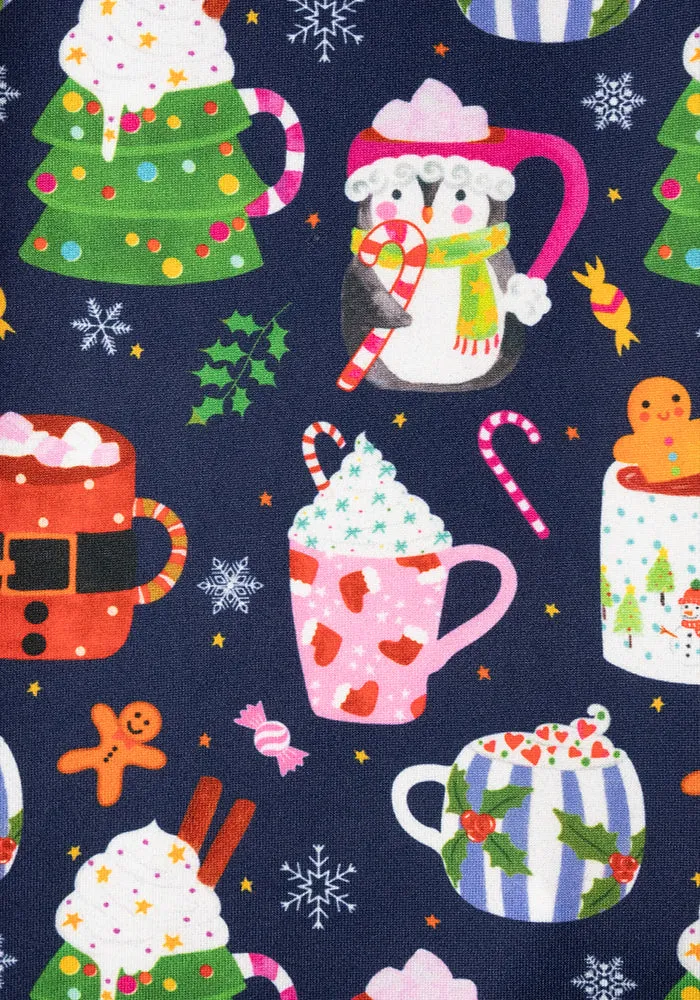 Children's Christmas Mugs Print Flare Leggings