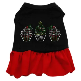 Christmas Cupcakes Rhinestone Dress Black with Red XL (16)