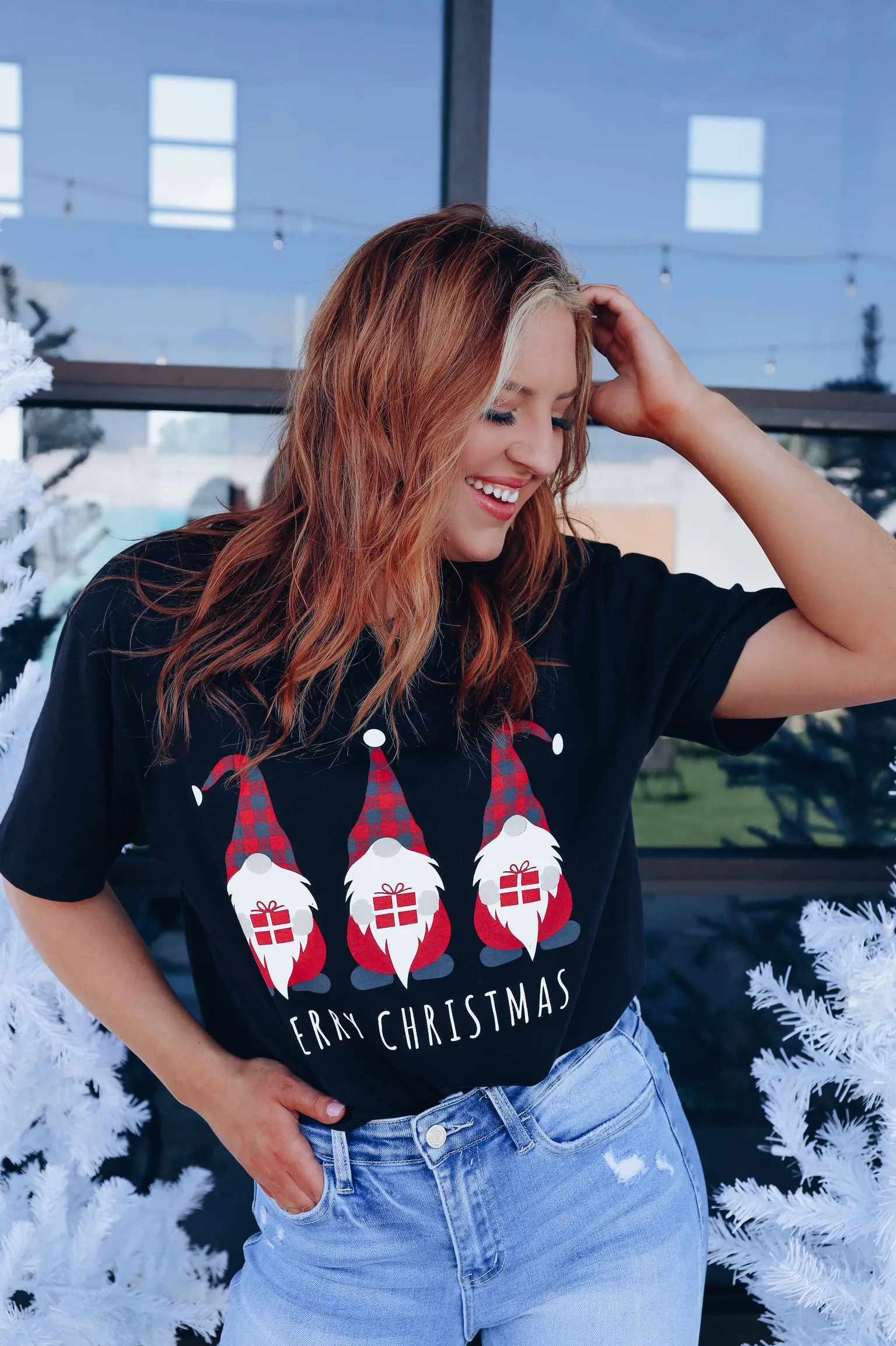 Christmas Gnomes Graphic Tee - Black