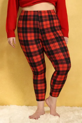 Christmas Plaid Rise Waist Skinny Legging