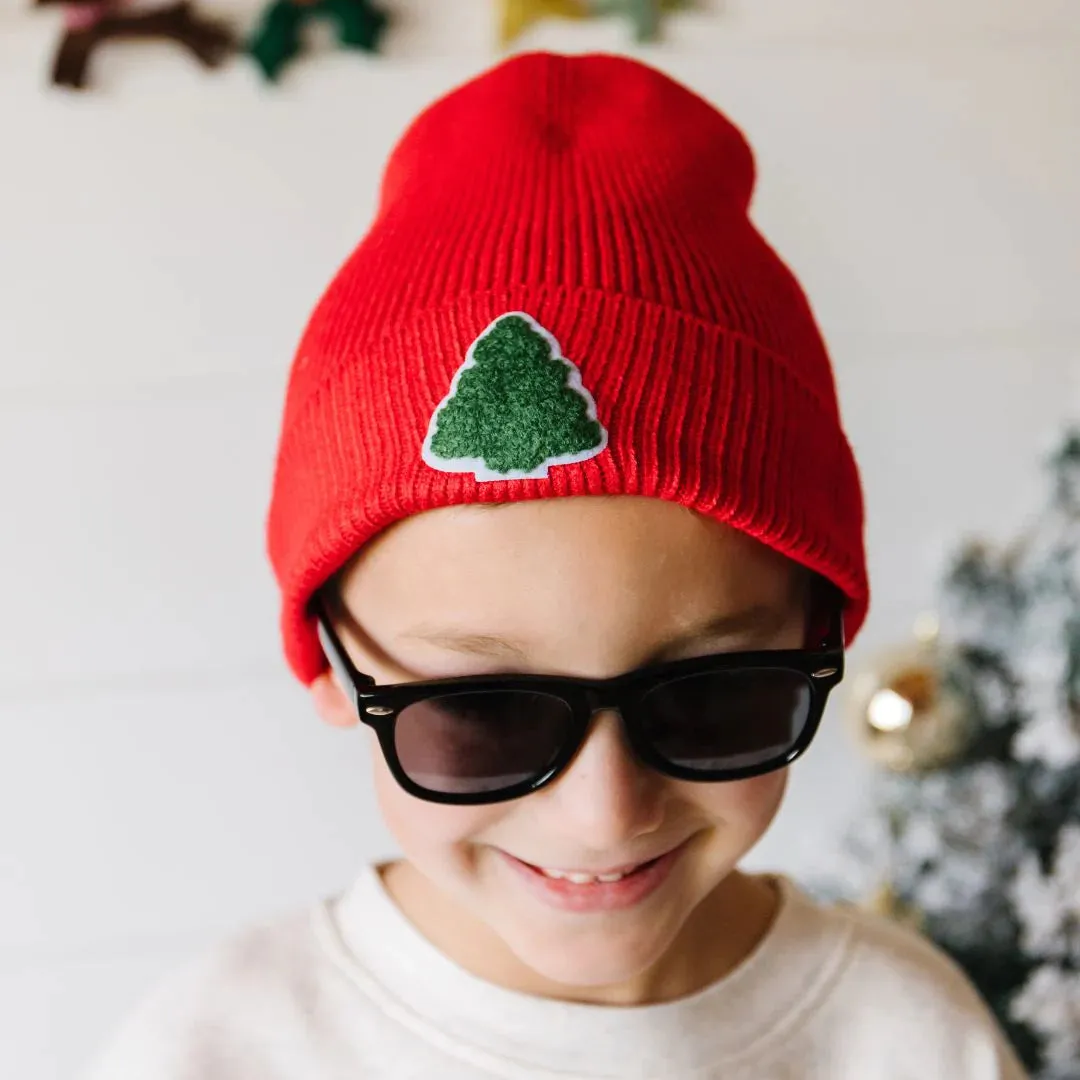 Christmas Red Beanie with Tree