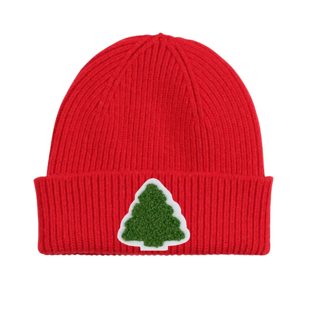 Christmas Red Beanie with Tree