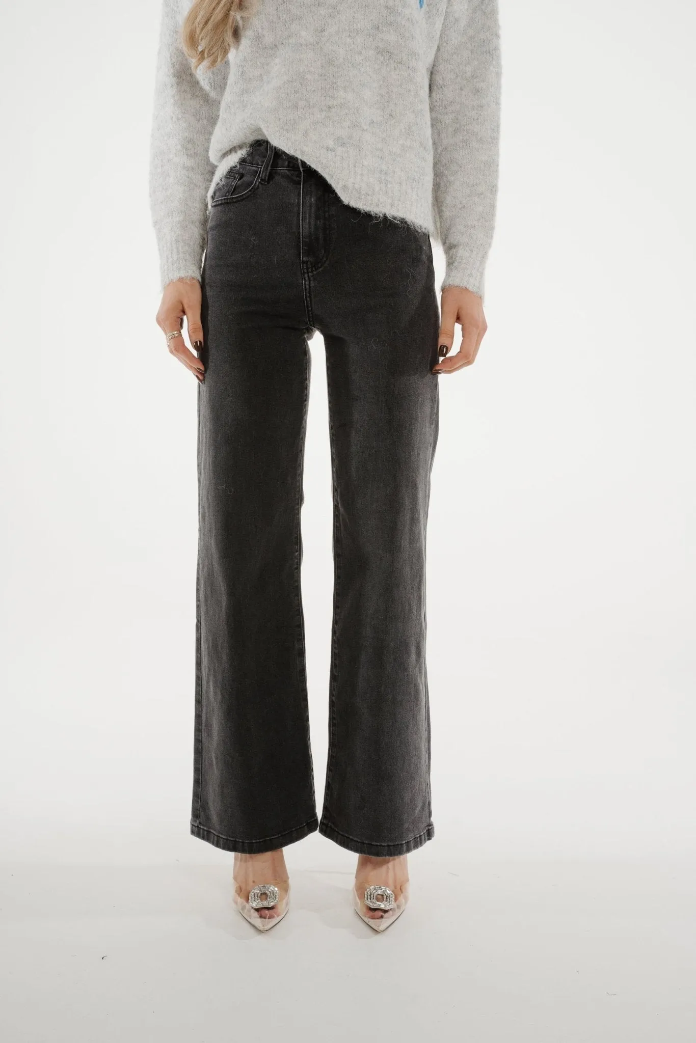 Cindy Wide Leg Jean In Grey Wash