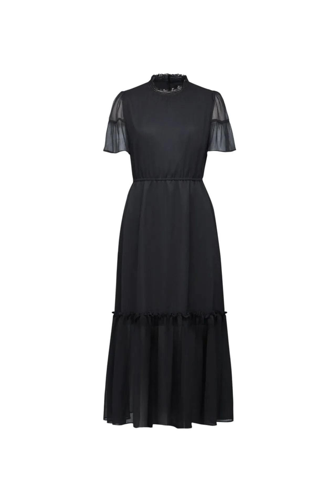 Crepe Smock Neck Maxi Dress