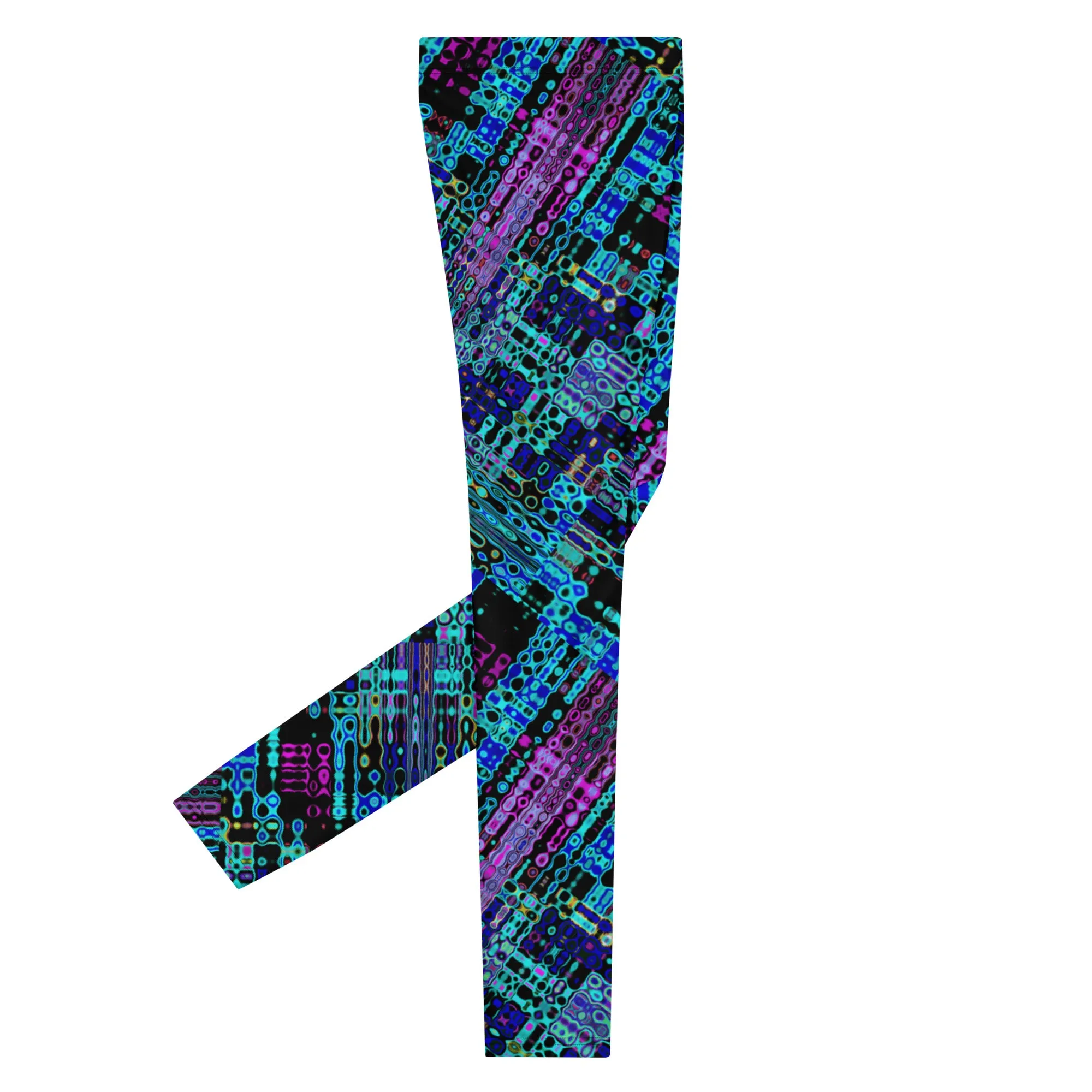 Cyber Matrix Men’s Leggings – Futuristic Patterned Pants with Digital Vibes