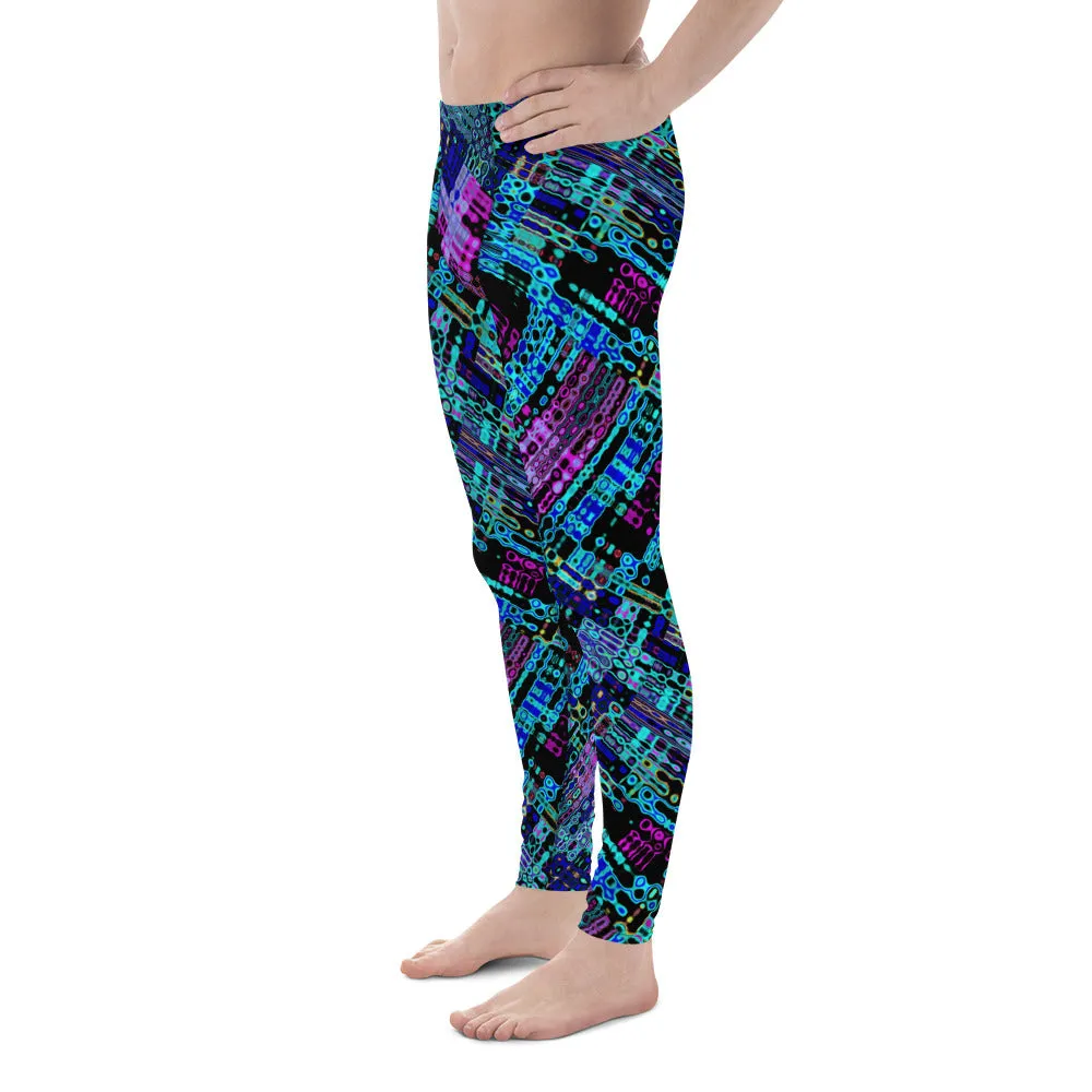 Cyber Matrix Men’s Leggings – Futuristic Patterned Pants with Digital Vibes