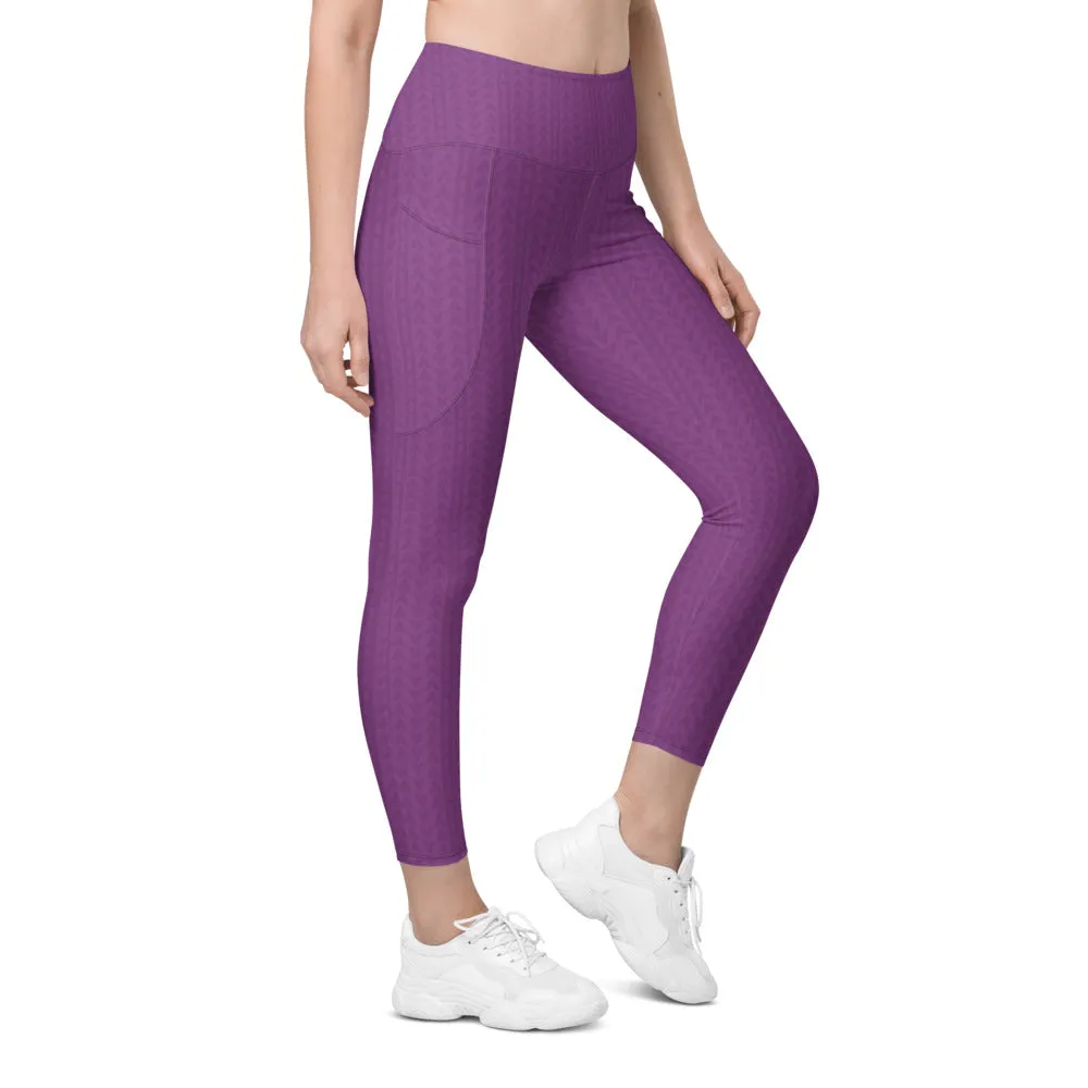 Dahlia Purple High Waisted Leggings with Pockets