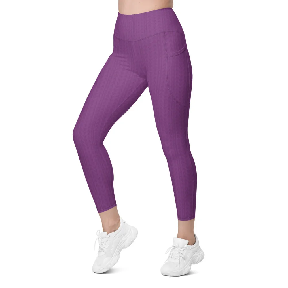 Dahlia Purple High Waisted Leggings with Pockets