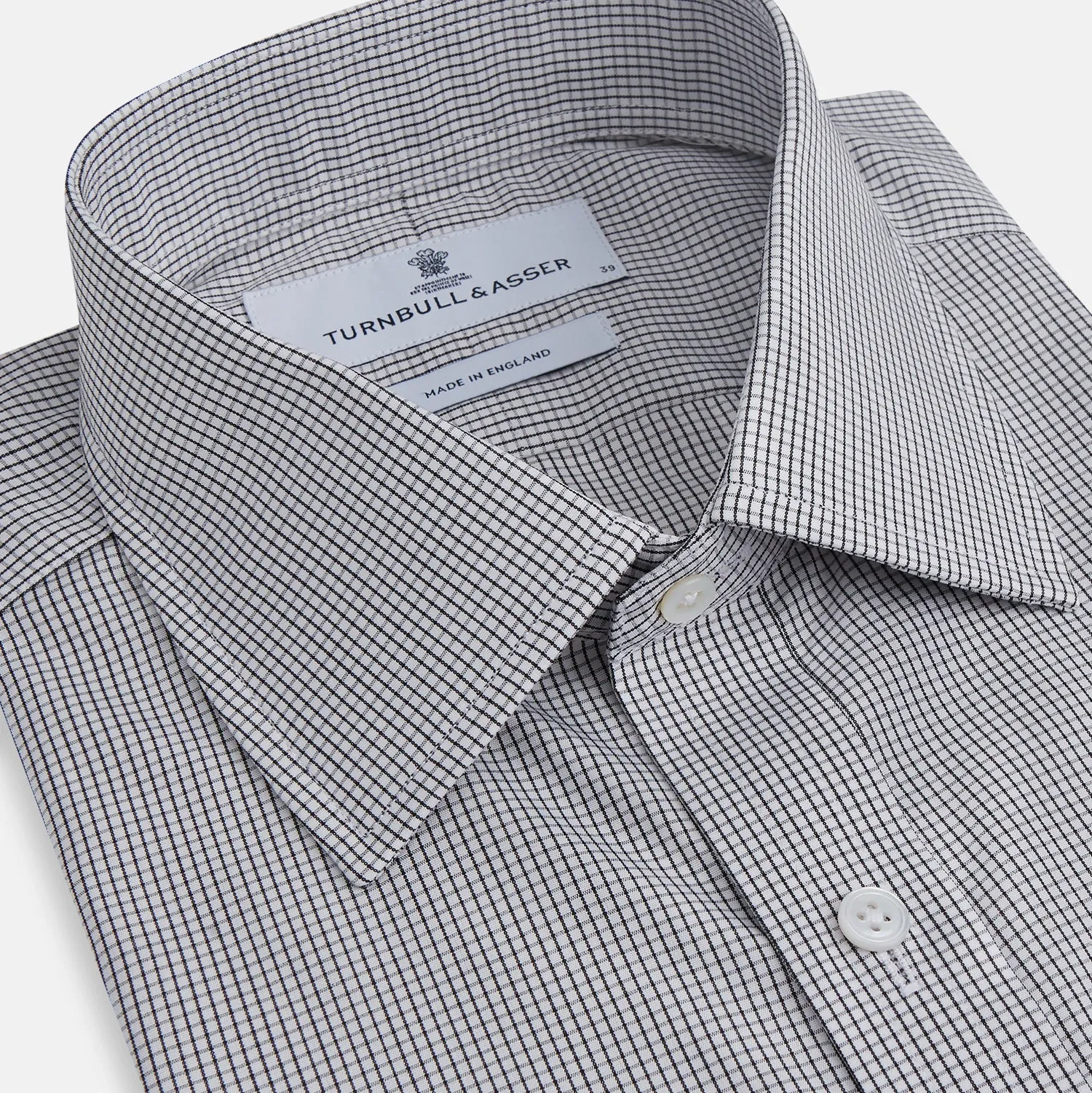 Dark Blue and White Graph Check Mayfair Shirt