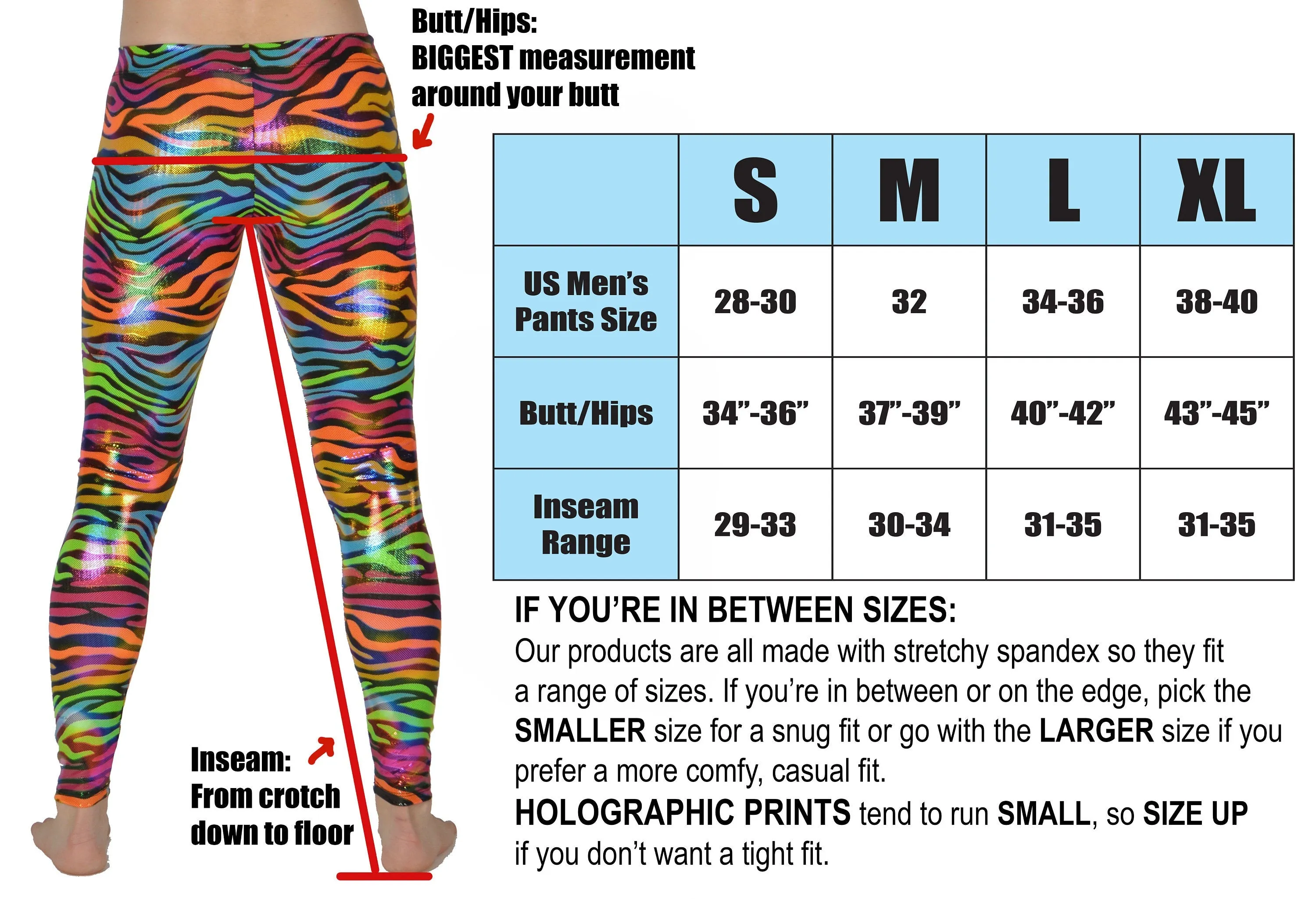 Dazzle Blue: Holographic UV Blacklight Reactive Meggings - Abstract Trippy Tribal Print Mens Leggings