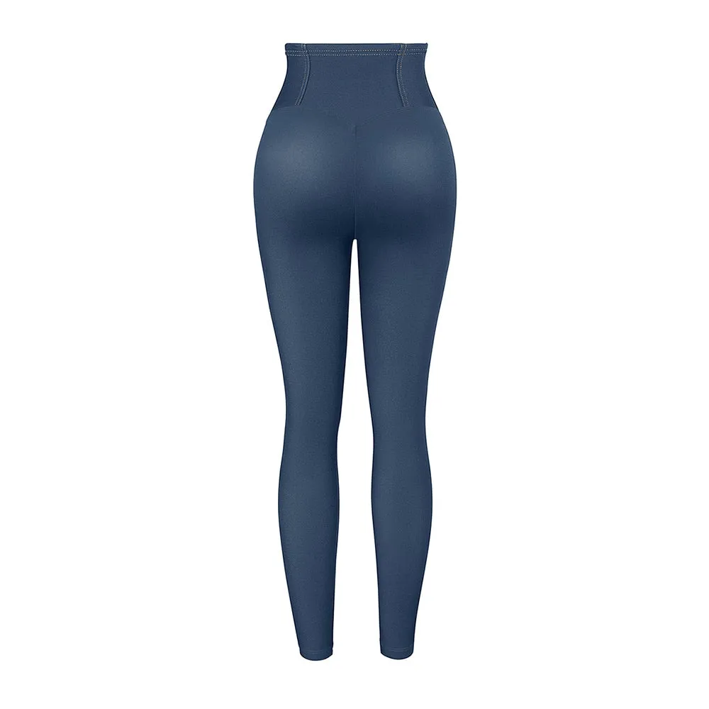 Denim-Look Shaping Leggings With Zipper