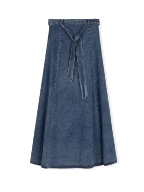 Denim Paneled Maxi Skirt