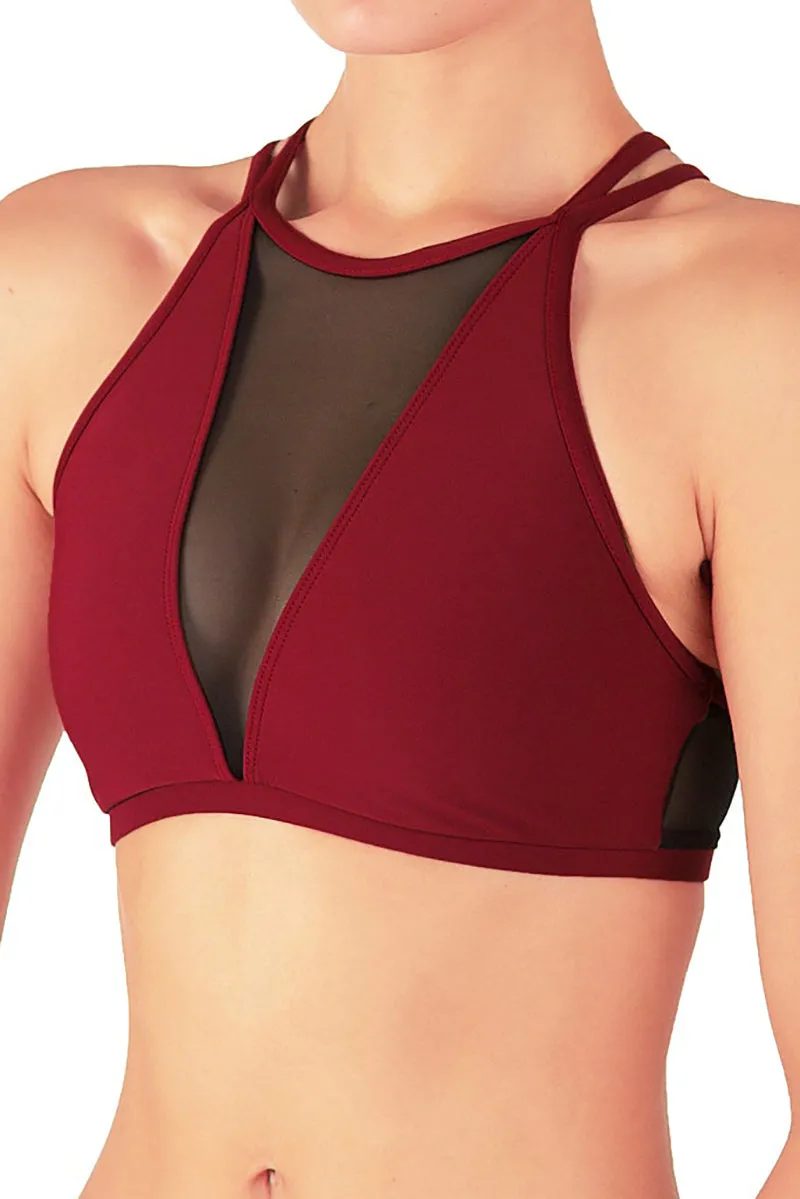 Dragonfly Victoria Sports Bra - Burgundy Mesh