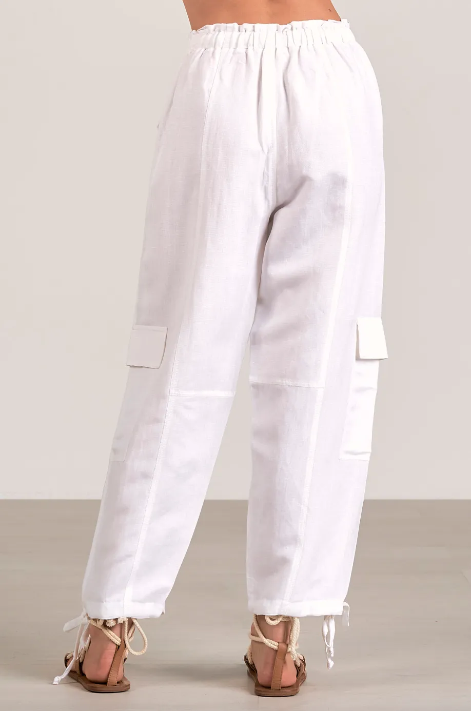 ELN Linen Cargo Pant-Wht