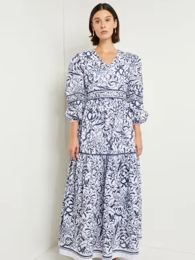 Embroidered Floral Cotton Maxi Dress