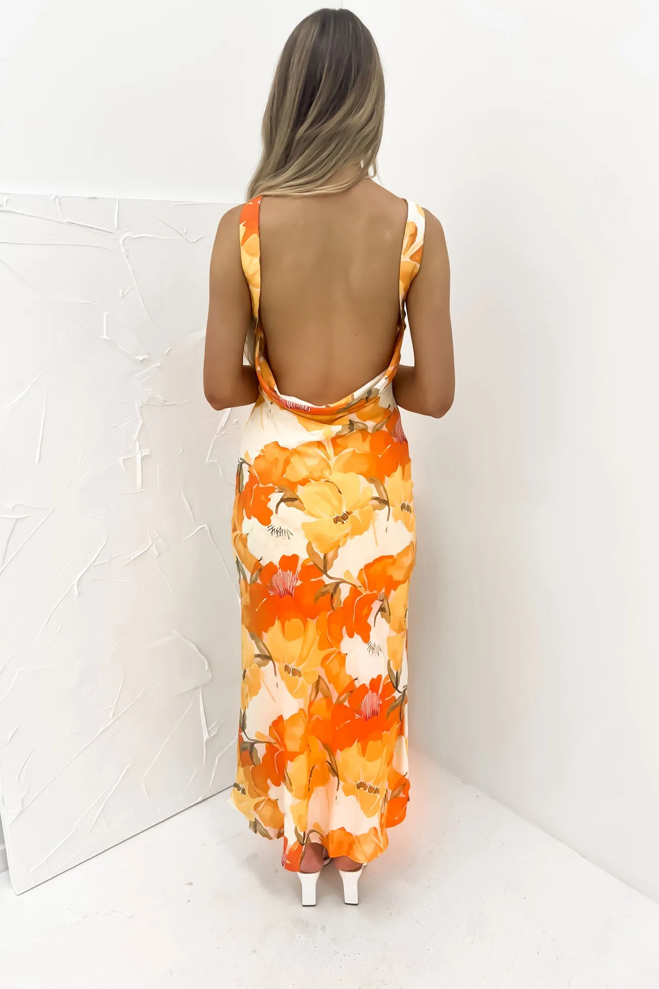 Ezra Maxi Dress Orange Floral