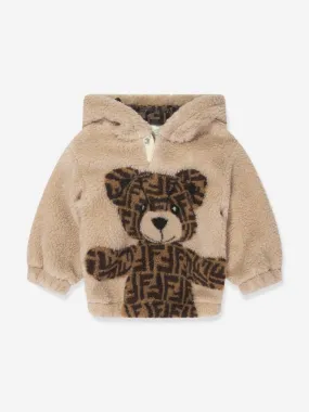 Fendi Baby Wool Bear Hoodie in Beige