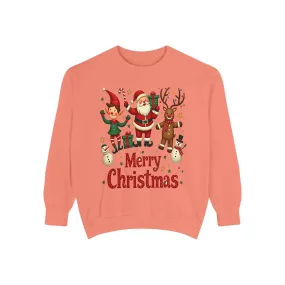 Funny Christmas Unisex Garment-Dyed Sweatshirt | Festive Holiday Apparel  Christmas Friend Sweatshirt, Retro Holiday Crewneck Elf Tee