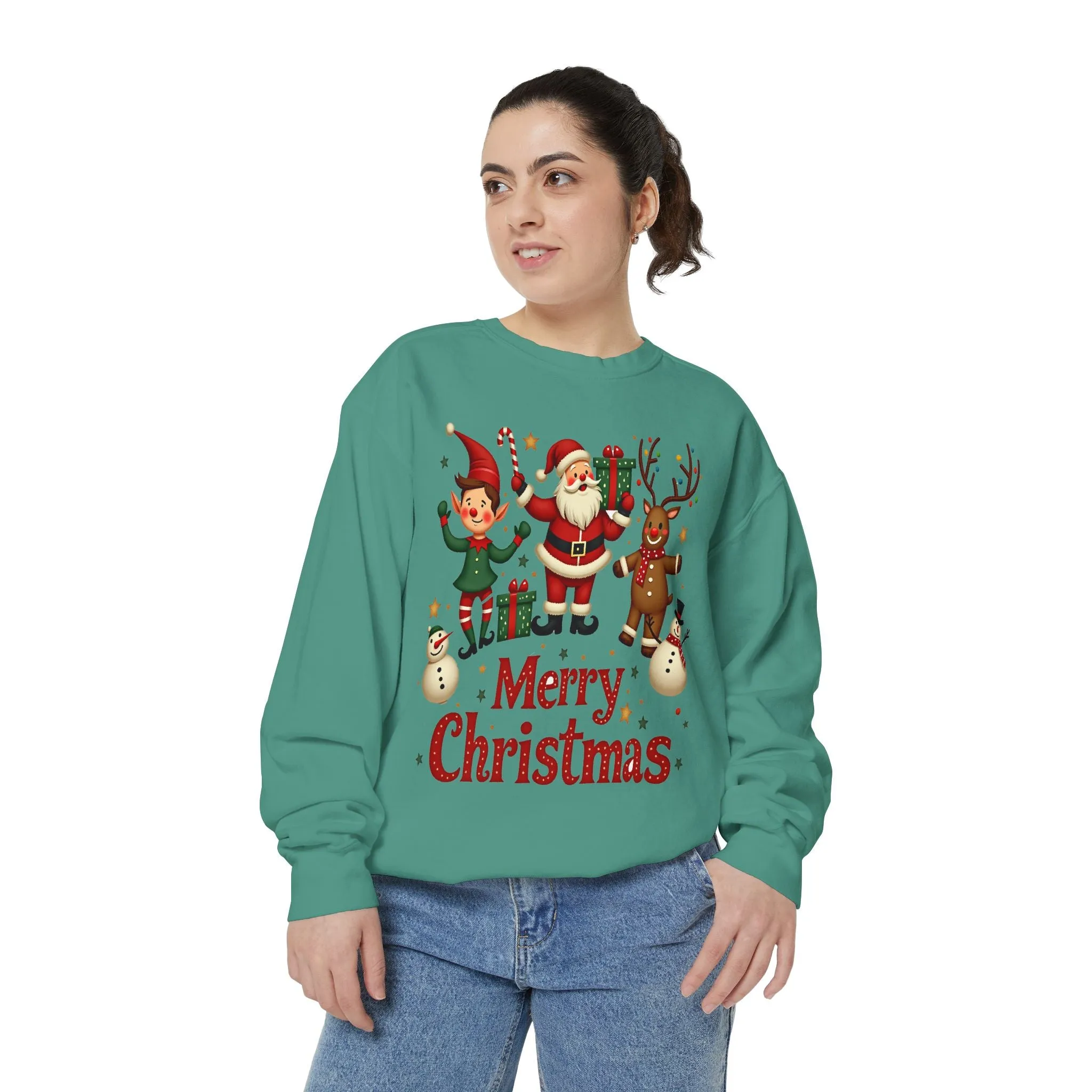 Funny Christmas Unisex Garment-Dyed Sweatshirt | Festive Holiday Apparel  Christmas Friend Sweatshirt, Retro Holiday Crewneck Elf Tee